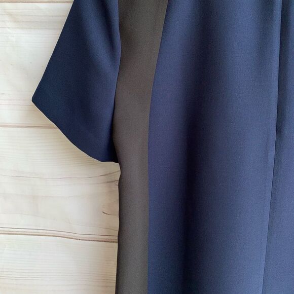 NWT J. Crew Navy Blue Black Colorblock Short Sleeve Crepe Top B9470 - Picture 7 of 8